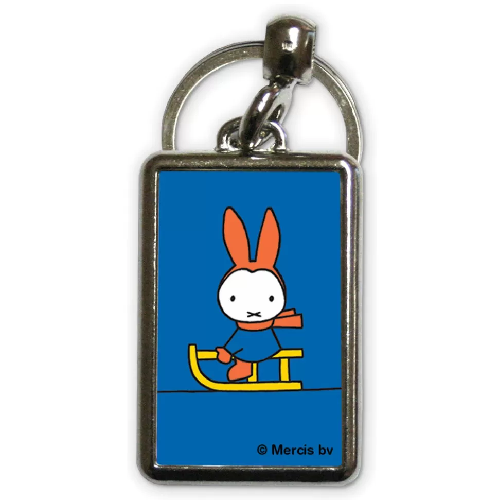 Clearance Miffy Playing On A Sleigh Metal Keyring